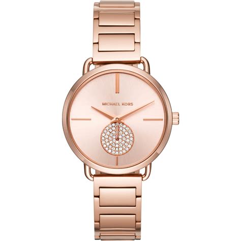 Michael Kors Women's Portia Rose Goldtone Two Hand Sub Eye 